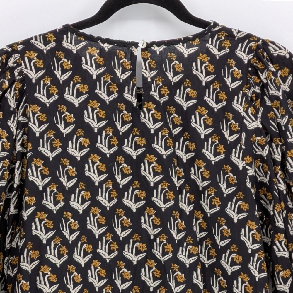 dRA Los Angeles $154 Medium Black Yellow Tiered Ruffle Floral Cotton Mini Dress - Picture 8 of 10